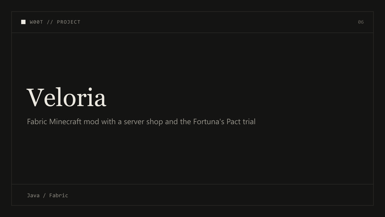 Fabric Minecraft mod with a server shop and the Fortuna's Pact trial.